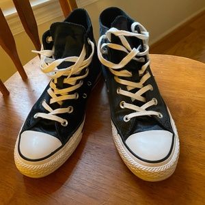 Converse black velvet high top Chuck Taylor